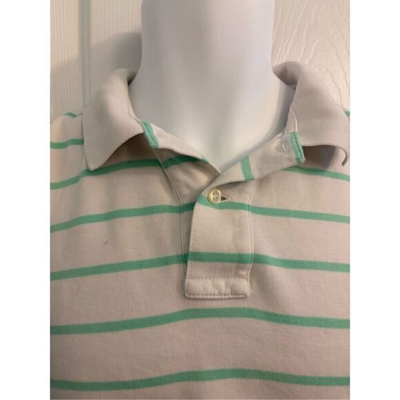 Polo by Ralph Lauren White with Green Stripes Polo Shirt. Size Medium - Picture 3 of 6